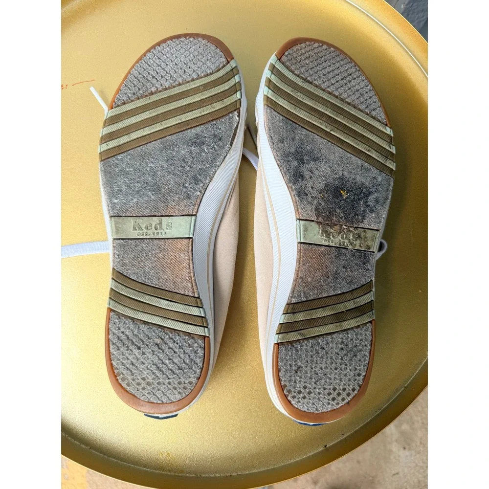 Keds Womens Tan Canvas Mesh Lace Up Mule Sneakers WF58121 Size 8.5